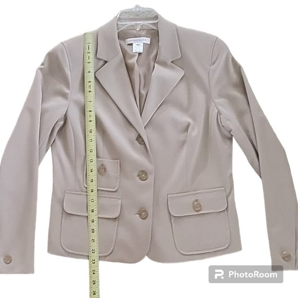 Tailored Soft Camel/Beige 3 Button BlazerJacket Fully Lined Size 10 - Picture 5 of 7